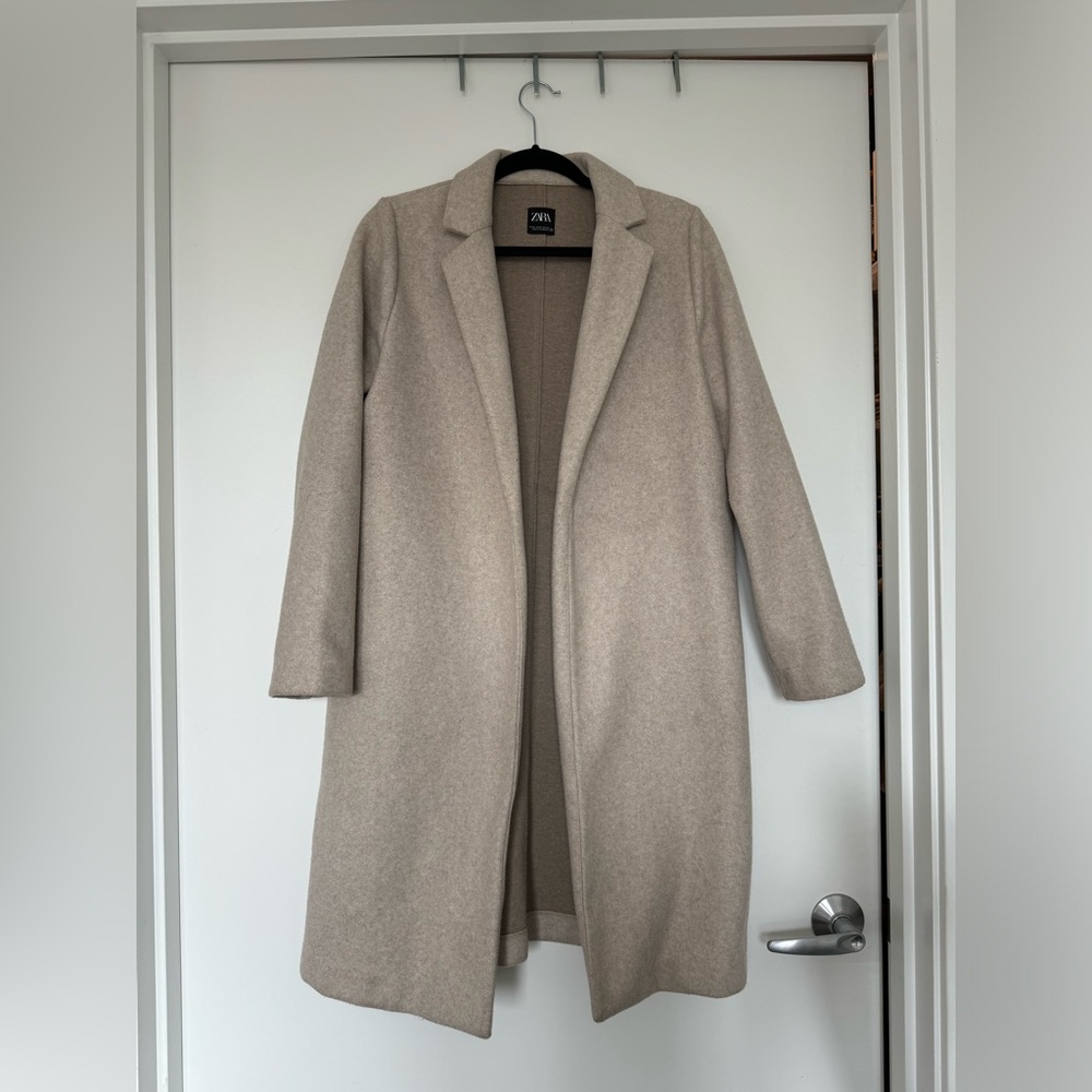zara wool blend full length topcoat